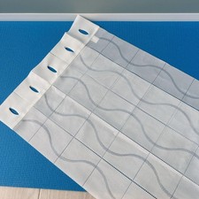 White Checkered Wave Pattern Room Divider Curtain, Lightweight, Pocket Hole