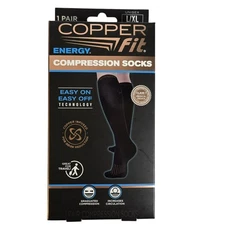 Copper Fit Energy Compression Socks L/XL Copper-Infused Unisex Knee High Black