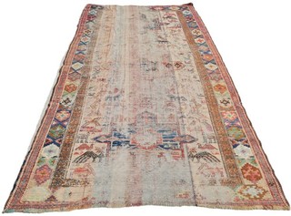 Handmade Hand Knotted Vintage Sumouk Pictorial Kilim Wool Area Rug 6 x 3 Ft