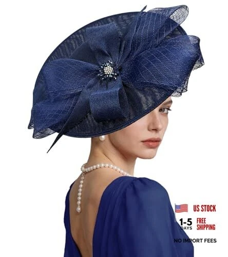 Navy Wedding Hat In Women display picture 1