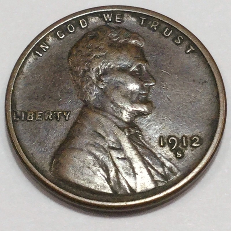 1912-S Lincoln Wheat Cent Penny Beautiful High Grade Coin Rare Date