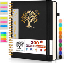 Large Spiral Notebook Journal for Women Men - 300 Numbered Lined Pages, College