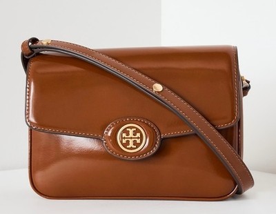 NWT TORY BURCH $420 DARK SIENNA ROBINSON SPAZZOLATO CONVERTIBLE SHOULDER BAG