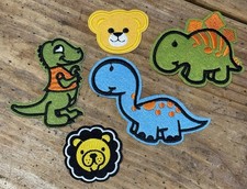 Cute LOT of 5 ANIMAL Iron-On EMBROIDERED Patches NEW