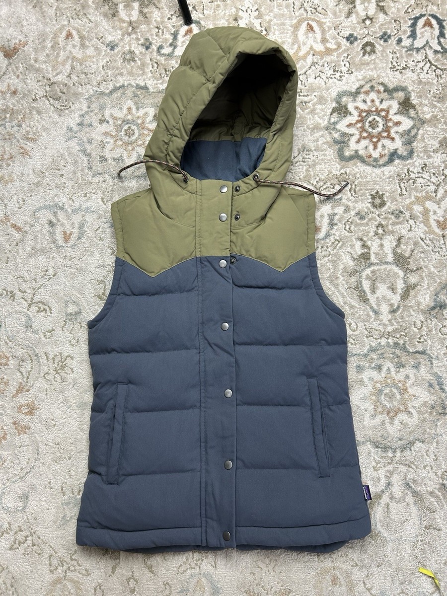 Patagonia Women's Bivy Hooded Vest Size XS Green/Navy EXCELLENT