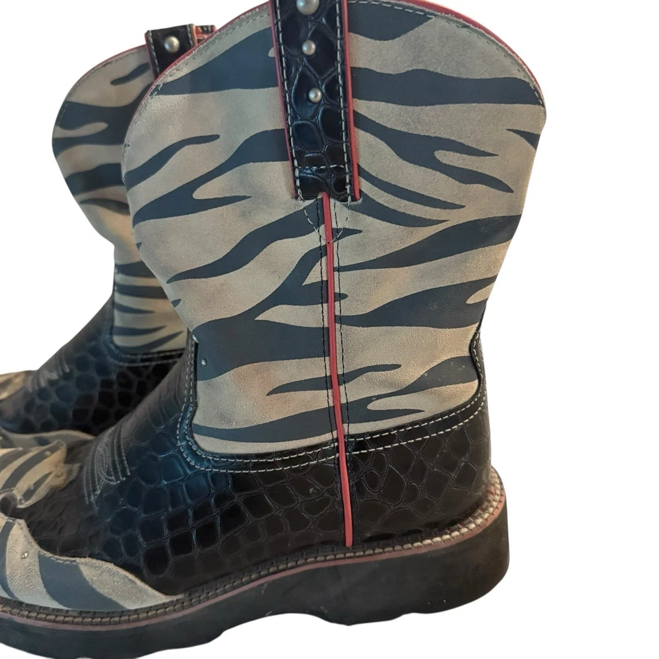 Ariat Fatbaby Cowgirl Boots Women’s 11 Zebra Print With Pink Trim - Image 3 of 4