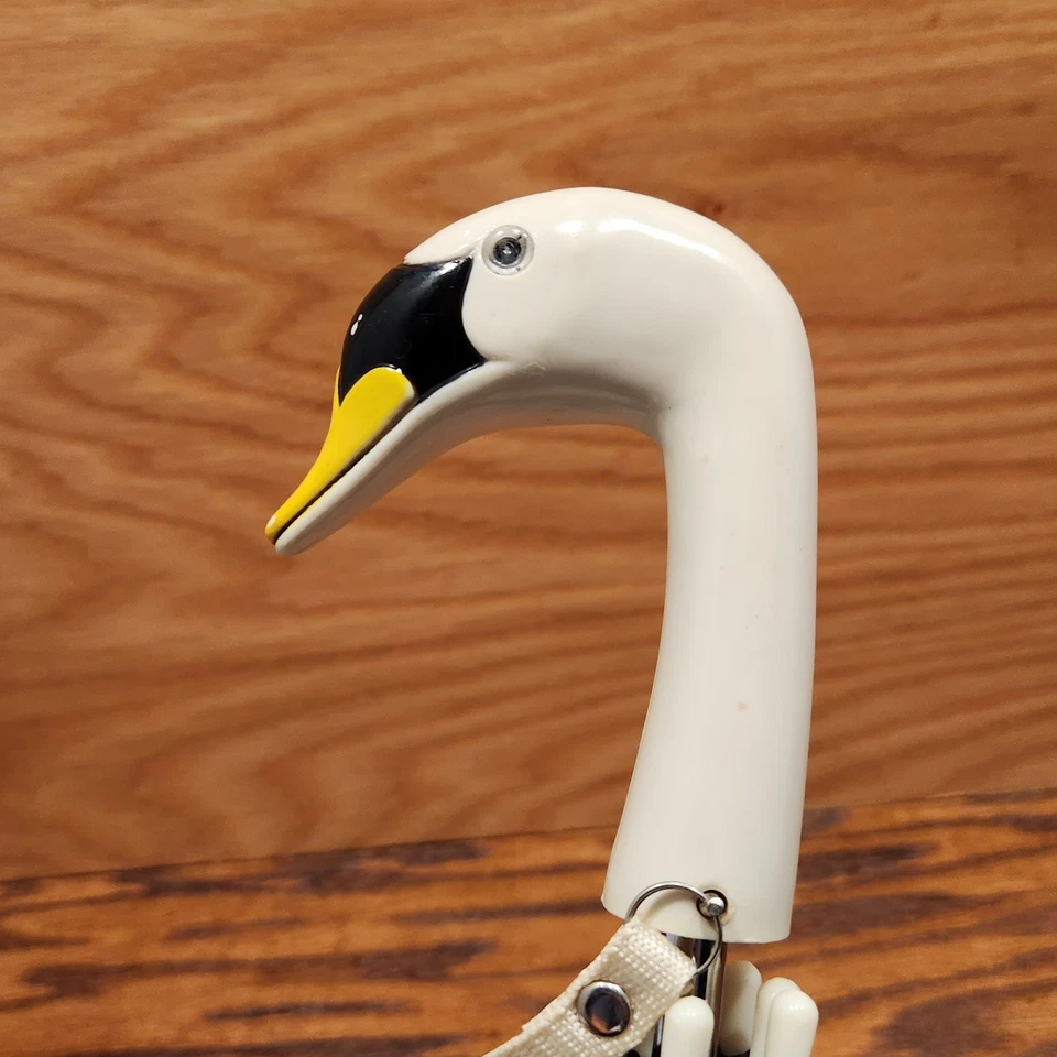 READ Vintage 1983 Berkshire Swan Goose Duck Head Handle Folding Umbrella Works! - Image 4 of 4