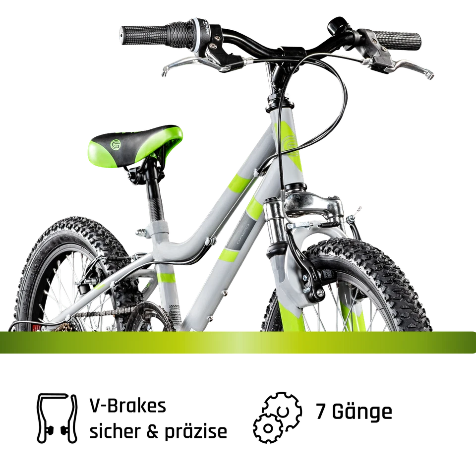 Galano GA20 Kinderfahrrad 18" Jungen Mädchen Kinderrad Galano 7s grau/grün 22 cm - Bild 4 von 4