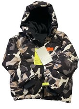 All in Motion size Boys Camo Puffer Jacket Mitten cuff Black Tan Hood - XS 4/5