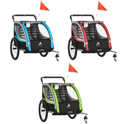 Aosom Bike Trailer for Kids, 3-in-1 Running Stroller, Jogging Cart