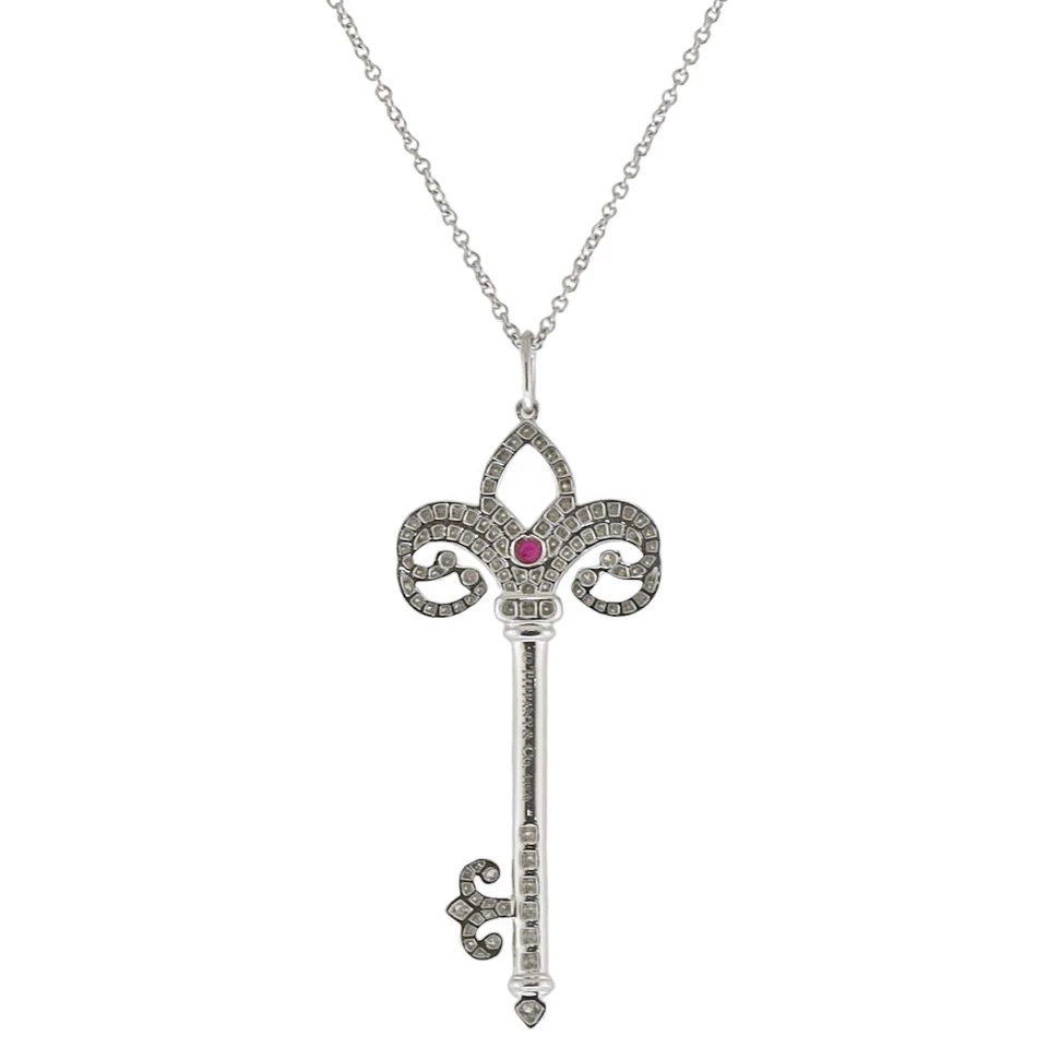 TIFFANY&Co. Colar Pt950Platina Rubi Diamante Fleur Driskey usado - Imagem 3 de 4