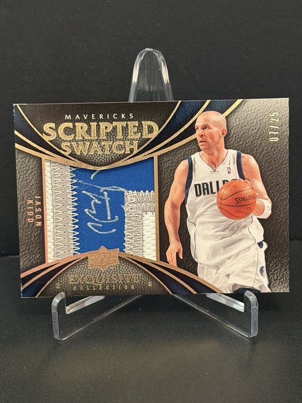 2009 Upper Deck Exquisite Jason Kidd /25 Scripted Swatch Game Used Patch & Auto