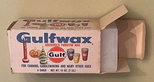 Vintage Gulf Gas  Oil Gulfwax Household Paraffin Wax in Box USA 1 lb.