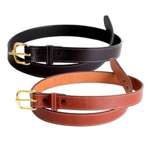 Amish-Made Leather Dress Belt, Goldtone Buckle, 1.25 Inches Wide, Black or Brown
