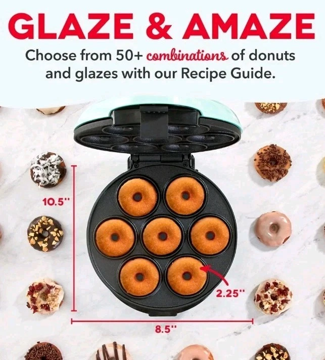 DASH Mini Donut Maker - 7 Tasty Donuts Perfect for Snacks With Donut Design - Image 4 of 4