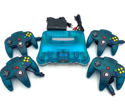 Official Nintendo 64 Blue N64 Ice Blue Clear Console + Up to 4 ...