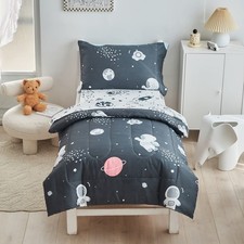 4 Pieces Toddler Bedding Set Space Theme for Baby Boys, Astronaut Planet Rock...