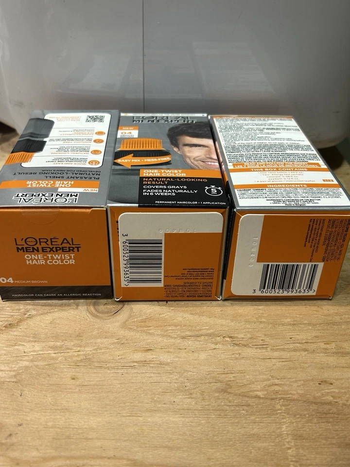 3x L’Oreal Men Expert One-Twist Hair Color Medium Brown 04 Gray Cover 1 App - Image 2 of 2