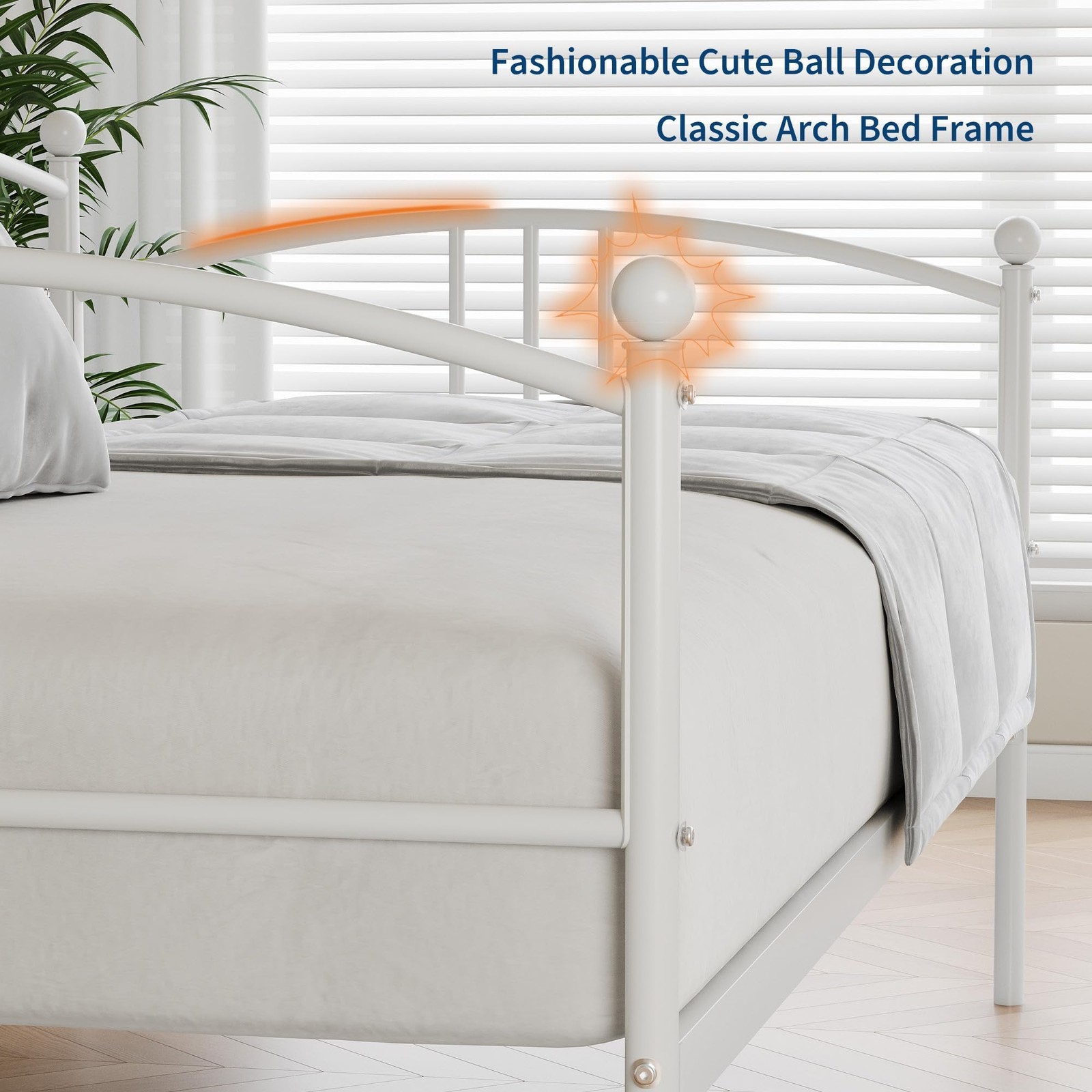 Daybed with Trundle, Twin Size Sofa Day Bed ,Metal Bed Frame Space Saving ,White