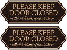 2PCS Keep Door Closed Sign for House, Self-Adhesive Waterproof Please Close The