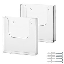 Wall Mount Acrylic Brochure Display Stand, Clear Flyer  Pamphlet Holder, Hol...
