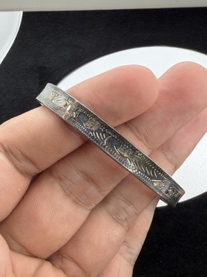 Vintage Indianer Sterlingsilber Manschette Stil Armband mit Sicherheitskette 7'