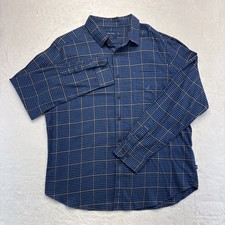 NAUTICA Button Down Shirt Mens XL Blue Plaid Long Sleeve