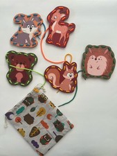 Woodland Animals Wooden Lacing Set Toddler Preschool Home School Montessori
