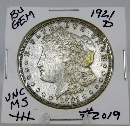 1921-D  MORGAN SILVER DOLLAR  FROM ORIGINAL BANK BAG GEM BU US MINT #2019