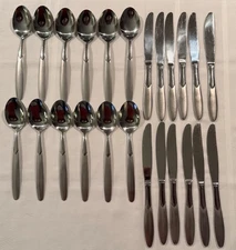 Cambridge Crescent Frosted / Satin Stainless Flatware 12 Knives 12 Spoons