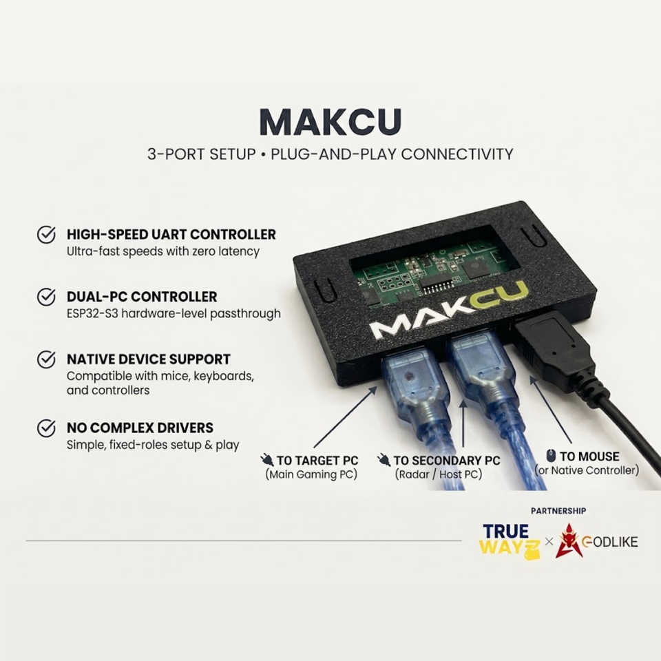 MAKCU V3 DMA Hardware Aim Device 1000Hz USB Passthrough Dual PC Mouse ...