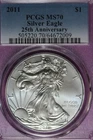 2011 PCGS MS70 25TH ANNIVERSARY AMERICAN SILVER EAGLE #B52102
