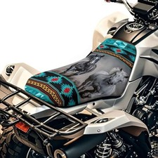 Waterproof Atv Seat Cover 25.2x10 Inch - Universal Aztec Navajo Horse Teal Gray Waterproof Atv Seat Cover 25.2x10 Inch - Universal Aztec Navajo Horse Teal Gray