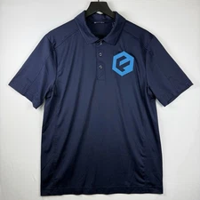 Cutter & Buck Prospect Eco Textured Stretch Mens Polo Blue Medium  *LOGO* New