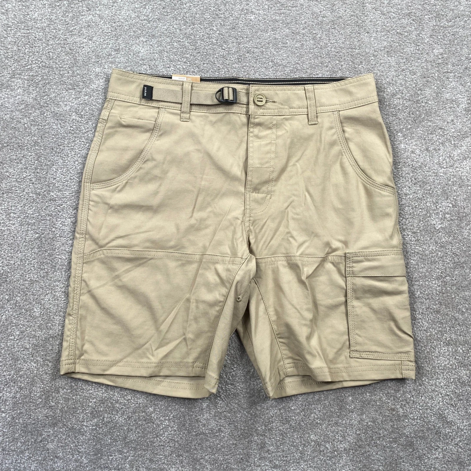 prAna Stretch Zion Short II Mens 30 Sandbar Tan Hiking Cargo Technical Shorts