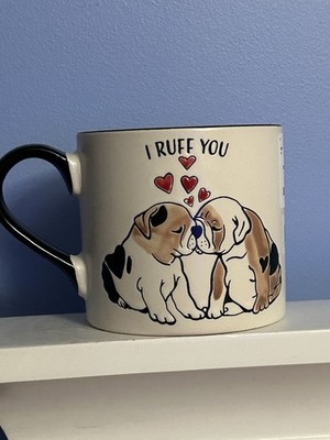 Spectrum Designz - I Ruff You - 18oz Valentines Bulldog Embossed Mug.  New.