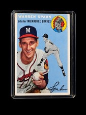 1954 Topps #20 Warren Spahn Milwaukee Braves Vintage Baseball Card HOF VG 