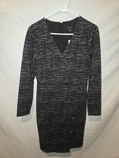 Ann Taylor Factory Women's Black Long Sleeve Wrap Dress Button Up Size 4 NWT