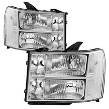 Headlight Assembly Compatible with 2007-2013 GMC Sierra 1500/2007 Chrome Clear