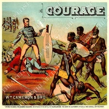 VINTAGE COURAGE TOBACCO LABEL W.M Cameron & Bro Virginia BAR ART MAN CAVE POSTER