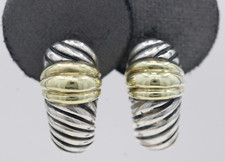 David Yurman Sterling Silver & 14k Yellow Gold Shrimp Cable Omega Back Earrings
