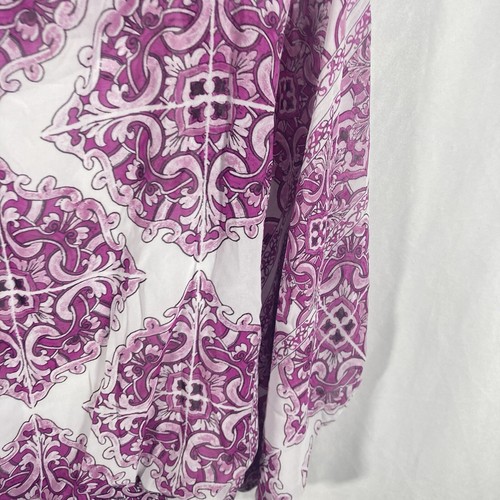 ALFANI white purple geometric semi sheer overlay dolman sleeve top XL - Picture 4 of 8