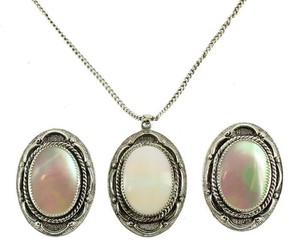 White Glass Pearl and Silver-tone Accent Necklace /& Earring Set
