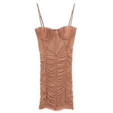 Zara Ruched Stretchy Body con Mini Dress(Size Large)