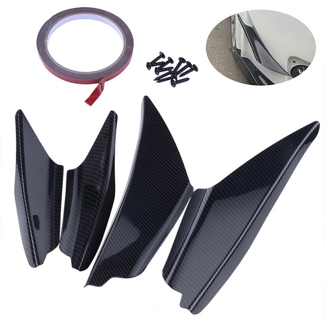 4Pcs Carbon Fiber Front Lip Splitter Fins Body Spoiler Canards Refit