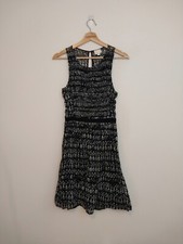 Anthropologie Postmark Floral Mesh Dress Black White Size XS