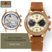 Orologio Cronografo RED STAR 1963 Bronzo Cusn8 SEAGULL ST19 40mm Collo di Cigno 50M C3