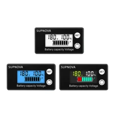 LCD Battery Capacity Indicator DC 8-100V Voltmeter Gauge With Alarm