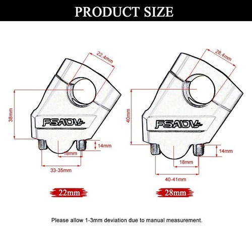 NEW 22mm 28mm Motorcycle Handlebar Riser Motocross Heightening Clamp Mount Pit - Picture 6 of 10