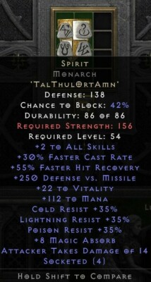  D2R Ladder 2 Diablo 2 Resurrected  Spirit Monarch Shield Pack Softcore PC